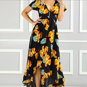 SUZANNE BETRO‎ | NWT | Floral Black Dress | XL